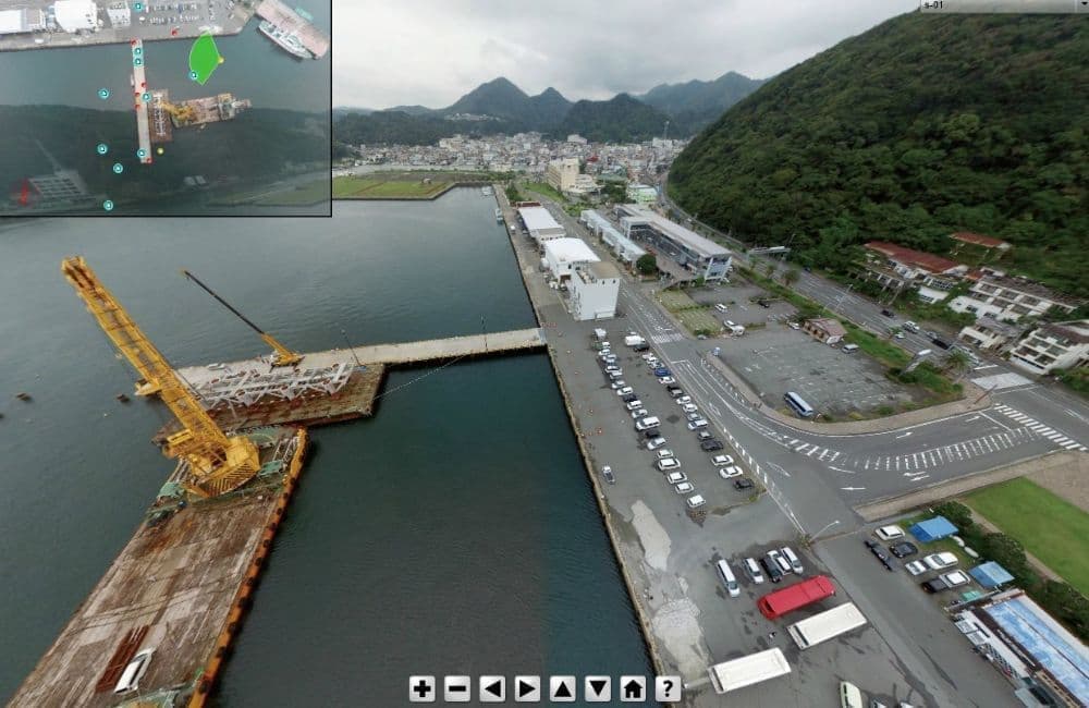 上空からの360度パノラマVRは広大な施設の管理や工事環境の見える化に有効です
